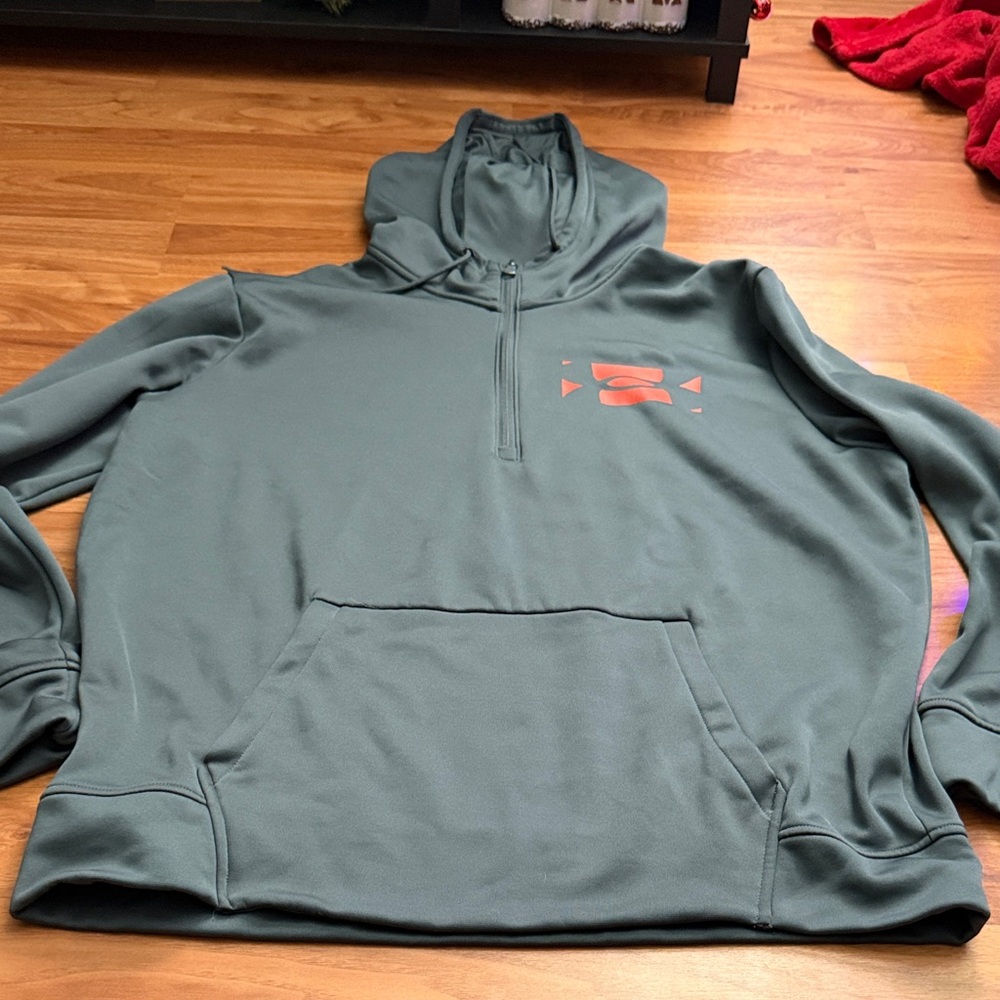 Grey Half-Zip Hoodie with Logo